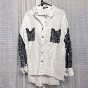 White denim jacket with sparkles